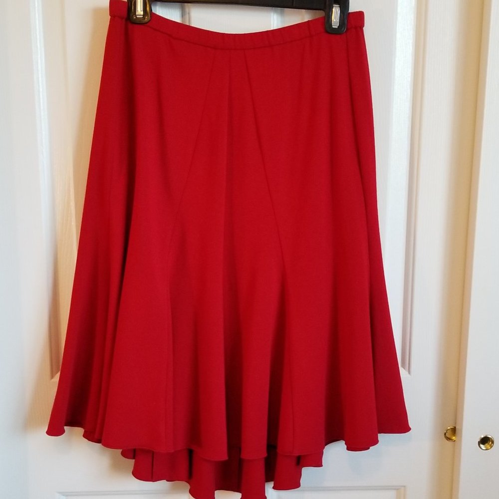 Yansi Fugel Red Midi Flair Skirt